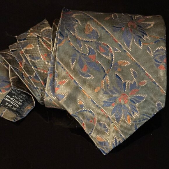 Versace Silk Tie EUC Mint Vintage Gianni Floral Olive Green Mid Century Modern - Picture 1 of 3